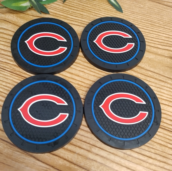 Chicago Bears Car Cup Coasters Set Of 4 - Picture 3 of 6